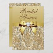 Invitation Séquins or Faux et Fête des mariées Bow (Devant / Derrière)