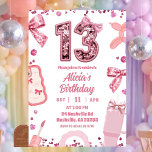 Invitation Sequins Pink Bow teenager Birthday<br><div class="desc">Sequins Pink Coquette Bow 13 Aesthetic Teenager Birthday Invitation,  Bling Girl Birthday Invite,  Editable Teens Birthday Party</div>