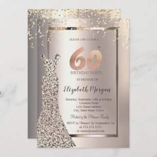 Invitation Sequins Robe Confetti Ivoire 60e anniversaire