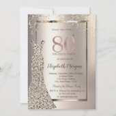 Invitation Sequins Robe Confetti Ivoire 80e anniversaire (Devant)
