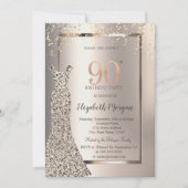 Invitation Sequins Robe Confetti Ivoire 90e anniversaire (Devant)