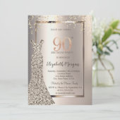 Invitation Sequins Robe Confetti Ivoire 90e anniversaire (Debout devant)