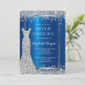 Invitation Séquins Robe Parties scintillant Confetti Bleu Mét (Debout devant)