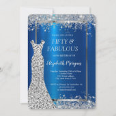 Invitation Séquins Robe Parties scintillant Confetti Bleu Mét (Devant)