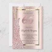 Invitation Sequins Robe Rose Or 60e Anniversaire (Devant)