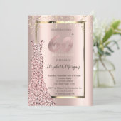 Invitation Sequins Robe Rose Or 60e Anniversaire (Debout devant)