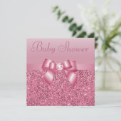 Invitation Séquins roses, Bow & Diamond Baby shower (Debout devant)