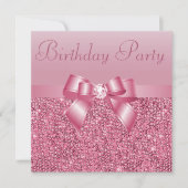Invitation Séquins roses, fête d'anniversaire de Bow & Diamon (Devant)