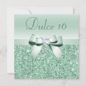Invitation Sequins Vert Menthe Espagnols, Arc et Diamant Dulc (Devant)