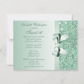 Invitation Séquins verts à la menthe imprimée, sucré à la bow (Dos)