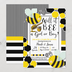 Invitation Sera-t-il une abeille Fête prénatale révélation du