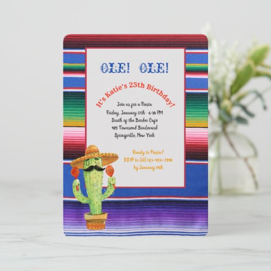 Invitation Serape Fiesta (Debout devant)
