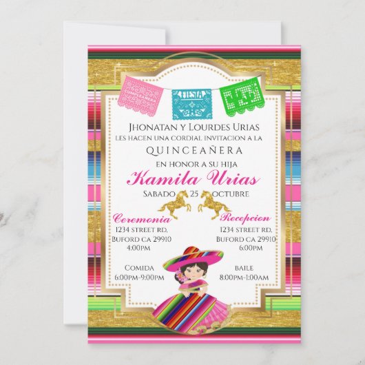 Invitation Serape Quince (Devant)