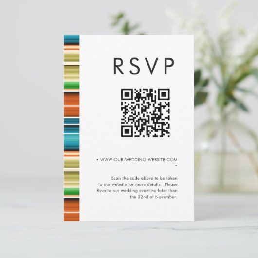 Invitation Serape Summer Stripes Mariage QR code RSVP (Debout devant)