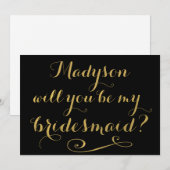 Invitation Seras-Tu Ma Calligraphie D'Or D'Époux (Devant / Derrière)