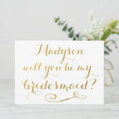 Invitation Seras-Tu Ma Calligraphie D'Or D'Époux (Debout devant)