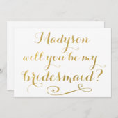 Invitation Seras-Tu Ma Calligraphie D'Or D'Époux (Devant / Derrière)