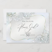 Invitation Seras-tu ma demoiselle d'honneur bleu givré scinti (Devant)