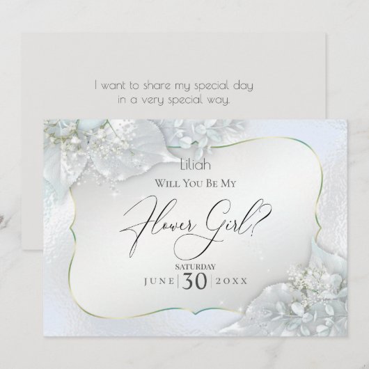 Invitation Seras-tu ma demoiselle d'honneur bleu givré scinti (Devant / Derrière)