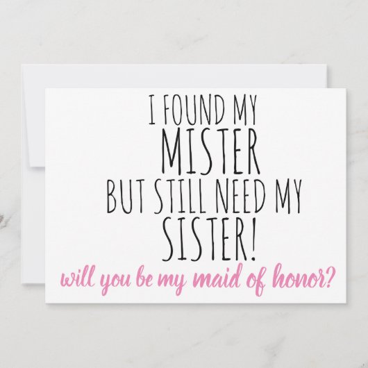 Invitation seras-tu ma demoiselle d'honneur ? demande témoin  (Devant)