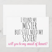 Invitation seras-tu ma demoiselle d'honneur ? demande témoin  (Devant / Derrière)