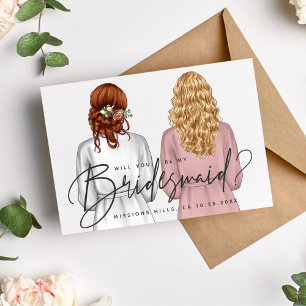 Invitation Seras-tu ma demoiselle d'honneur? Filles en peigno