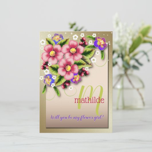 Invitation Seras-tu ma demoiselle d'honneur Fleur de bijou fl (Debout devant)
