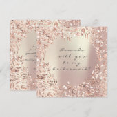 Invitation Seras-tu ma demoiselle d'honneur Fleurs en or rose (Devant / Derrière)