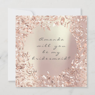 Invitation Seras-tu ma demoiselle d'honneur Fleurs en or rose