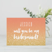 Invitation Seras-Tu Ma Demoiselle d'Honneur Glitter Ombre Dor (Debout devant)