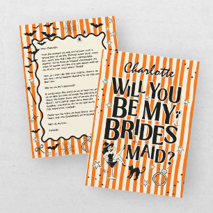 Invitation Seras-Tu Ma Demoiselle D'Honneur Orange Noir Hallo