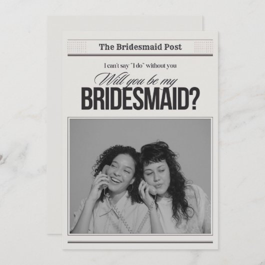 Invitation seras-tu ma demoiselle d'honneur proposition de co (Devant / Derrière)