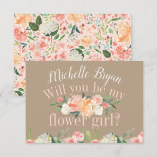 Invitation Seras-tu ma Demoiselle d'Honneur Rose Florale de P