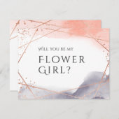 Invitation Seras-tu ma demoiselle d'honneur rose gold géométr (Devant / Derrière)