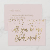 Invitation Seras-tu ma demoiselle d'honneur Rose Or Typograph (Devant / Derrière)