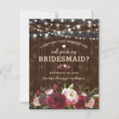 Invitation Seras-tu ma demoiselle d'honneur | Rustique Campag (Devant)