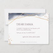 Invitation Seras-tu ma demoiselle d'honneur violet géométriqu (Dos)