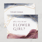 Invitation Seras-tu ma demoiselle d'honneur violet géométriqu (Devant / Derrière)