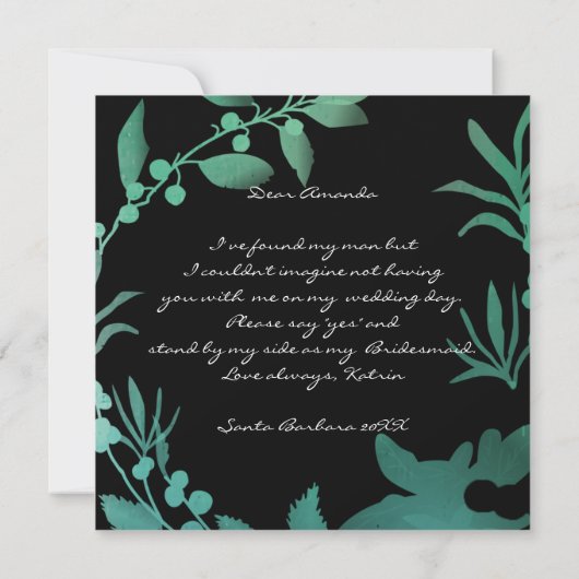 Invitation Seras-Tu Ma Femme D'Accueil Turquoise (Dos)