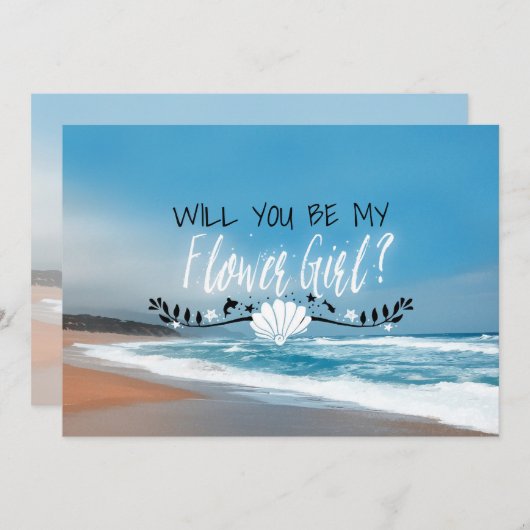 Invitation Seras-Tu Ma Fille Fleur ? | Fleur de plage (Devant / Derrière)