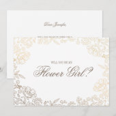 Invitation Seras-Tu Ma Fille Fleur ? | Floral blanc or (Devant / Derrière)