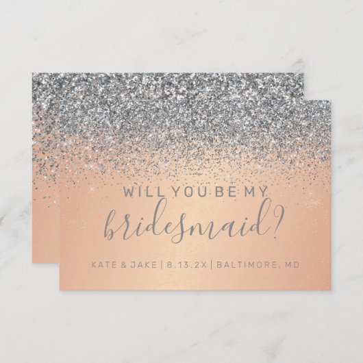 Invitation Seras-Tu Ma Serveuse D'Argent Parties scintillant (Devant / Derrière)