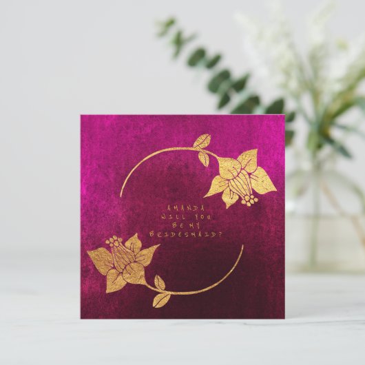 Invitation Seras-Tu Ma Serveuse D'Epouse Rose Fuchsia Velvet (Debout devant)