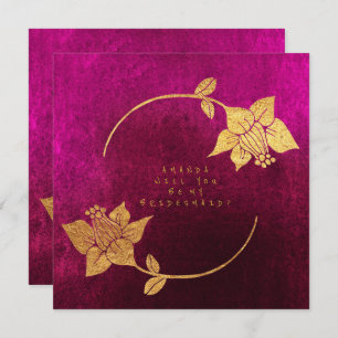 Invitation Seras-Tu Ma Serveuse D'Epouse Rose Fuchsia Velvet