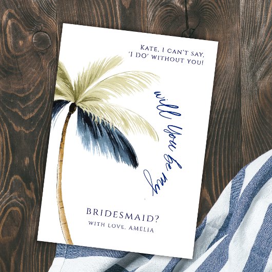Invitation Seras-tu moi Bridesmaid Palm Tree Proposition Card