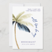 Invitation Seras-tu moi Bridesmaid Palm Tree Proposition Card (Devant)