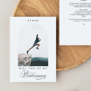 Invitation Seras-tu mon Bridesman Minimal Photo Moderne Arche