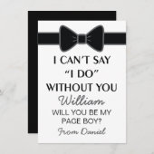 Invitation Seras-Tu Mon Garçon d'Honneur Noir Papillon (Devant / Derrière)