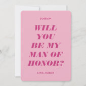 Invitation Seras-tu mon homme d'honneur ? Texte rose moderne (Devant)