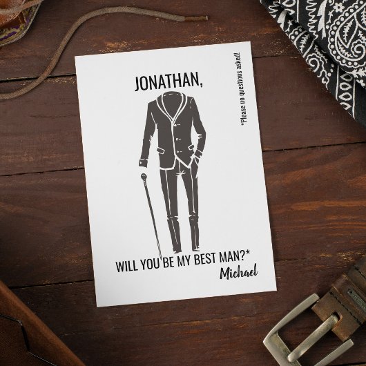 Invitation Seras-Tu Mon Meilleur | Groomsman Black White